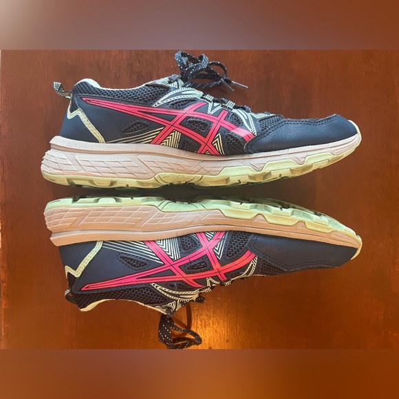 ASICS running shoes blue line green pink  women’s sz 9 EU40.5, preowned - Picture 4 of 8